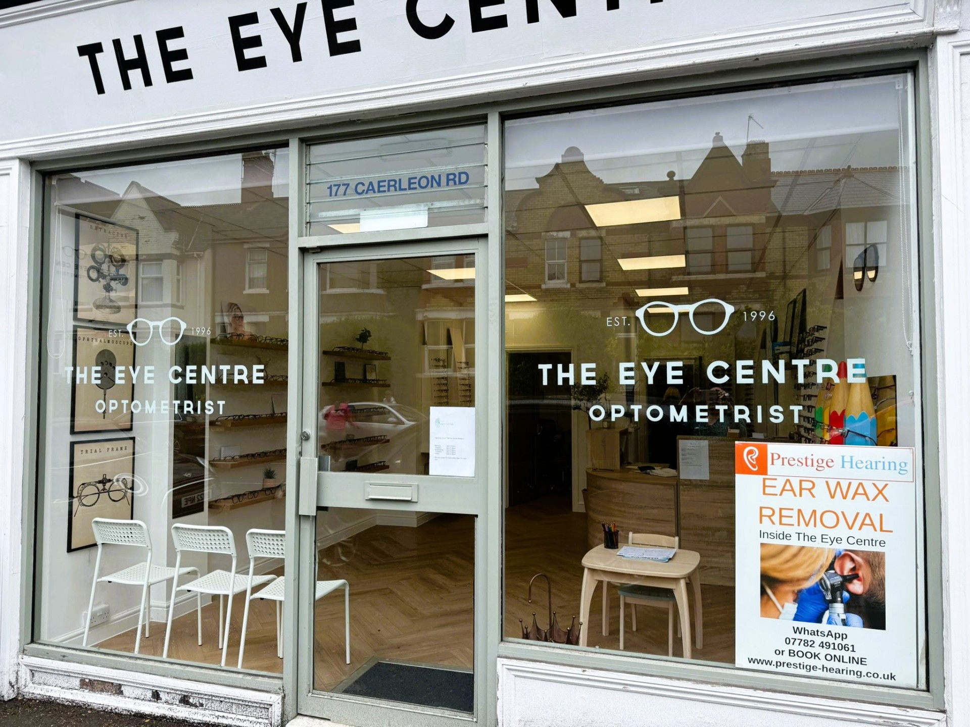 The Eye Centre shopfront on Caerleon Road, Newport, home to the Prestige Hearing Newport clinic